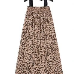 BURU White Label Tie Top MIDI Dress - Tan Cheetah