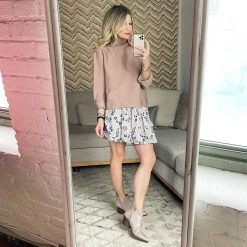 BURU White Label Smocked Waist Mini Skirt - Ivory Floral Clothing 20 BURU White Label Smocked Waist Mini Skirt - Ivory Floral Clothing