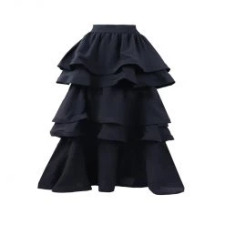 BURU White Label Teagan Tiered Skirt MIDI - Black Clothing