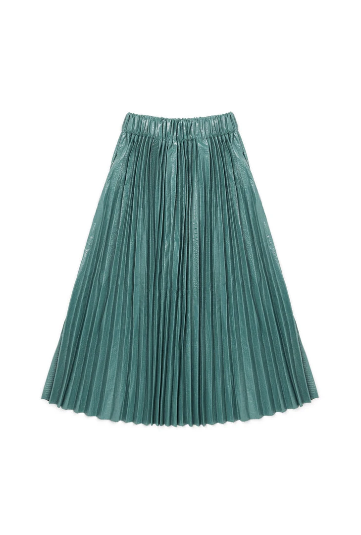 BURU White Label Clothing Faux Croc Pleated Skirt - Teal 3 BURU White Label Clothing Faux Croc Pleated Skirt - Teal