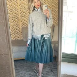 BURU White Label Clothing Faux Croc Pleated Skirt - Teal 10 BURU White Label Clothing Faux Croc Pleated Skirt - Teal