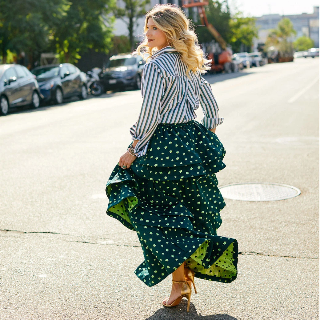 BURU White Label Clothing Teagan Tiered Skirt - Jade Clover 8 BURU White Label Clothing Teagan Tiered Skirt - Jade Clover