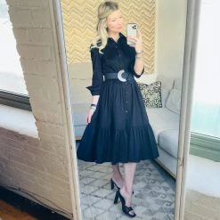 BURU Pink Label BURU X Mara Martin Tiered Shirtdress - Black Poplin -PRE-SALE