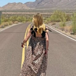 BURU White Label Tie Top MIDI Dress - Tan Cheetah 10 BURU White Label Tie Top MIDI Dress - Tan Cheetah