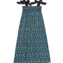 BURU White Label Tie Top MIDI Dress - Black Micro Floral Clothing