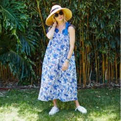 BURU White Label Tie Top MIDI Dress - Blue Leaves Dresses 14 BURU White Label Tie Top MIDI Dress - Blue Leaves Dresses