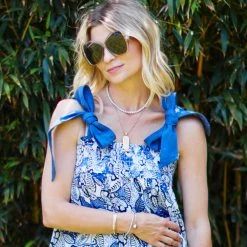 BURU White Label Tie Top MIDI Dress - Blue Leaves Dresses 11 BURU White Label Tie Top MIDI Dress - Blue Leaves Dresses