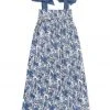 BURU White Label Tie Top MIDI Dress - Blue Leaves Dresses