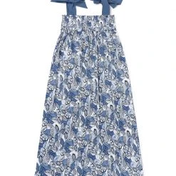 BURU White Label Tie Top MIDI Dress - Blue Leaves Dresses
