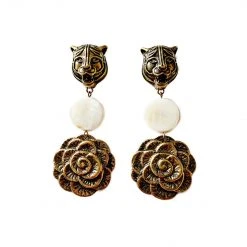 Buru Accessories Eyes Of The Tiger Earrings - Gold & Ivory