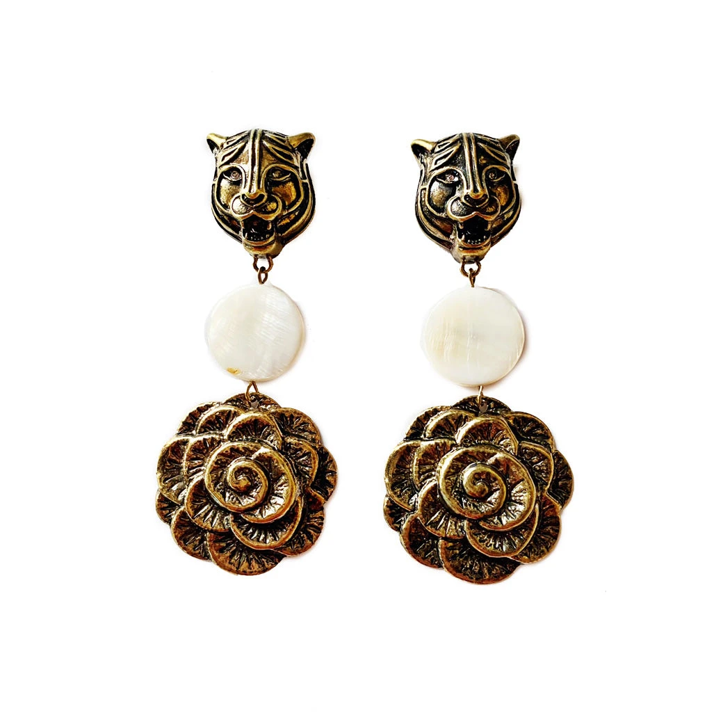 Buru Accessories Eyes Of The Tiger Earrings - Gold & Ivory 4 Buru Accessories Eyes Of The Tiger Earrings - Gold & Ivory