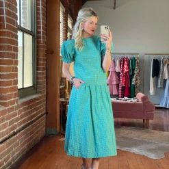 BURU Pink Label BURU X TSCS Everyday Skirt - Aqua & Lime Gingham