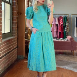 BURU Pink Label BURU X TSCS Everyday Skirt - Aqua & Lime Gingham