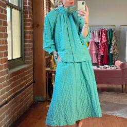 BURU Pink Label BURU X TSCS Everyday Skirt - Aqua & Lime Gingham