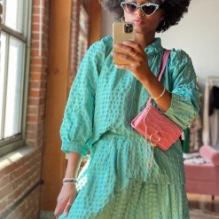 BURU Pink Label BURU X TSCS Everyday Skirt - Aqua & Lime Gingham