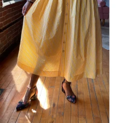 BURU Pink Label Clothing BURU X TSCS Puff Sleeve Shirtdress - Yellow & White Stripe