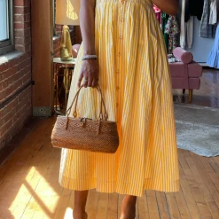 BURU Pink Label Clothing BURU X TSCS Puff Sleeve Shirtdress - Yellow & White Stripe