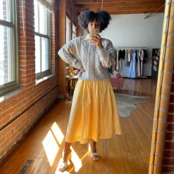 BURU Pink Label Clothing BURU X TSCS Puff Sleeve Shirtdress - Yellow & White Stripe