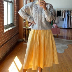 BURU Pink Label Clothing BURU X TSCS Puff Sleeve Shirtdress - Yellow & White Stripe