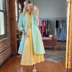 BURU Pink Label Clothing BURU X TSCS Puff Sleeve Shirtdress - Yellow & White Stripe