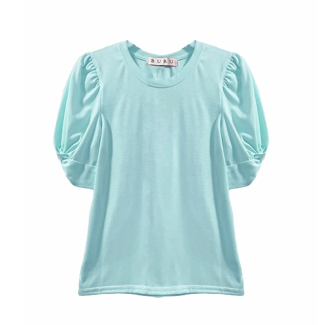BURU White Label Tops Sivas Statement Tee - Aqua With White Stitching 12 BURU White Label Tops Sivas Statement Tee - Aqua With White Stitching