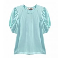 BURU White Label Tops Sivas Statement Tee - Aqua With White Stitching