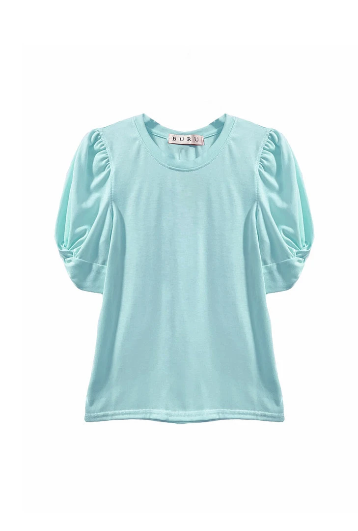 BURU White Label Tops Sivas Statement Tee - Aqua With White Stitching 3 BURU White Label Tops Sivas Statement Tee - Aqua With White Stitching