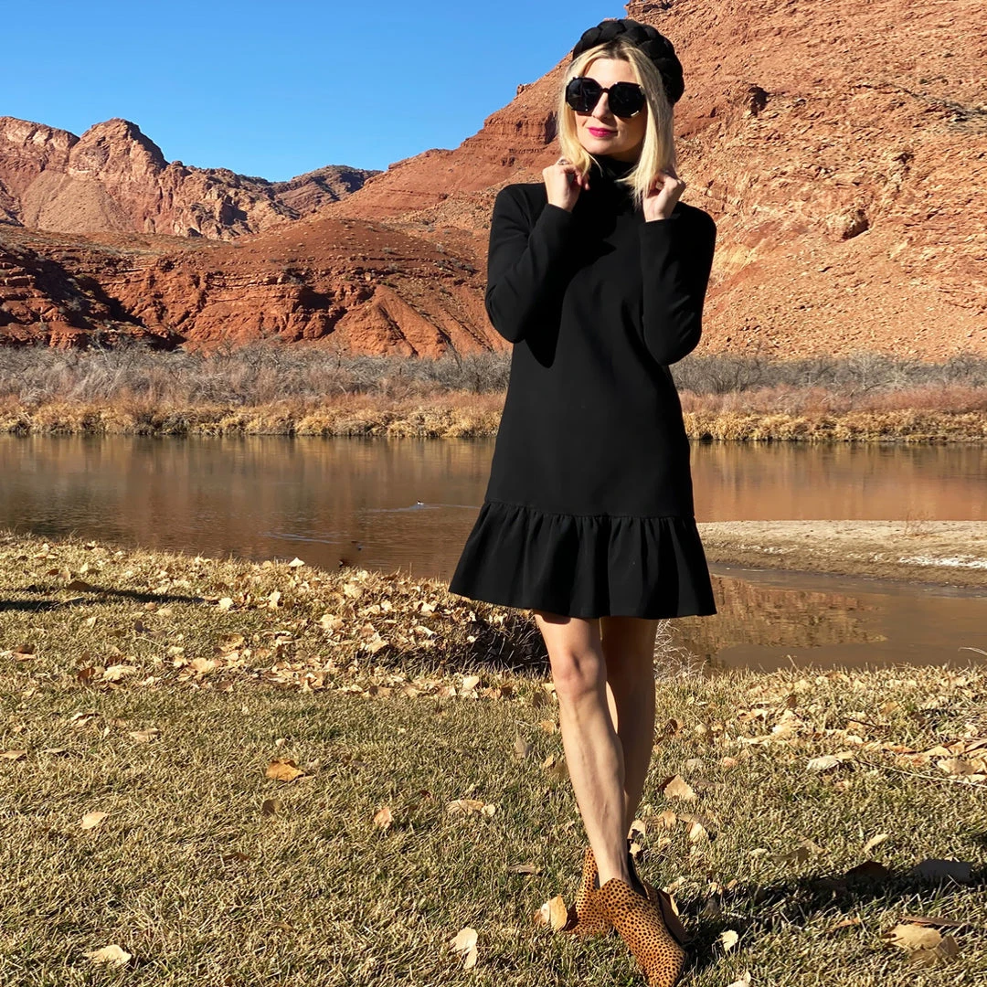 BURU White Label Clothing Side Zip Turtleneck Dress MINI - Black 5 BURU White Label Clothing Side Zip Turtleneck Dress MINI - Black