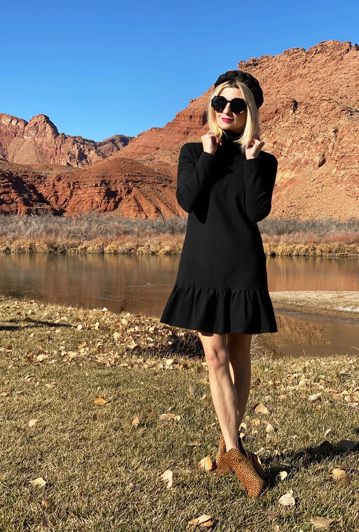 BURU White Label Clothing Side Zip Turtleneck Dress MINI - Black 4 BURU White Label Clothing Side Zip Turtleneck Dress MINI - Black