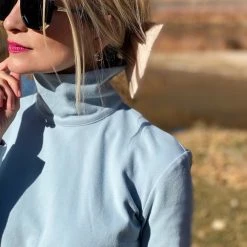 BURU White Label Side Zip Turtleneck Dress MINI - Pastel Blue