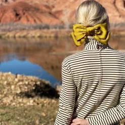 BURU White Label Clothing Side Zip Turtleneck Dress MINI - Ivory Stripe