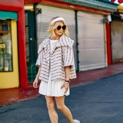 BURU White Label Button Sleeve Blouse - White Eyelet - Final Sale Clothing