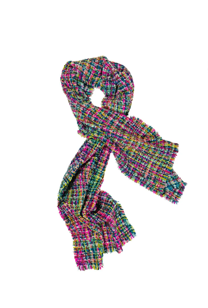 Buru Accessories Tweed Scarf - Pink Multi 3 Buru Accessories Tweed Scarf - Pink Multi