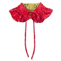 Buru Accessories Val Reversible Collar - Gold Lamé & Red Jacquard