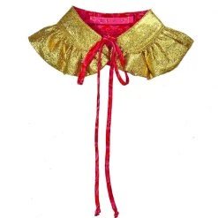 Buru Accessories Val Reversible Collar - Gold Lamé & Red Jacquard