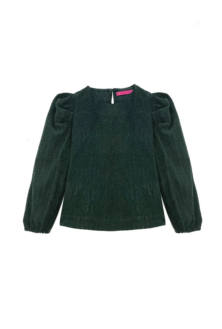 BURU Pink Label Val Long Sleeve Puff Sleeve Top - Green Waffle Clothing 3 BURU Pink Label Val Long Sleeve Puff Sleeve Top - Green Waffle Clothing