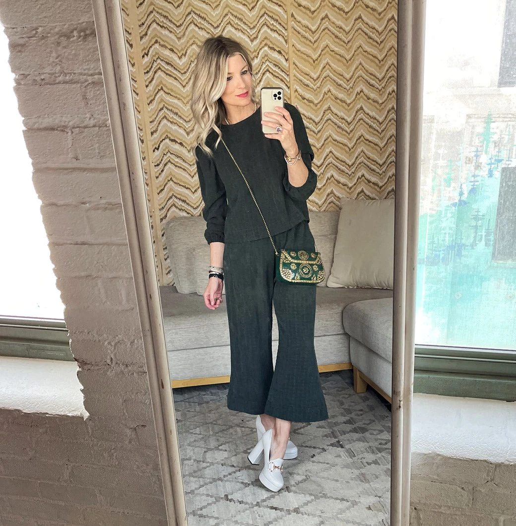 BURU Pink Label Val Long Sleeve Puff Sleeve Top - Green Waffle Clothing 9 BURU Pink Label Val Long Sleeve Puff Sleeve Top - Green Waffle Clothing