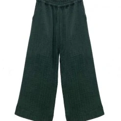 BURU Pink Label Val Wide Leg Cropped Trouser - Green Waffle