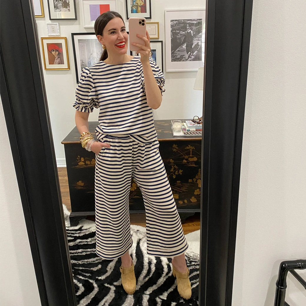 BURU Pink Label Bottoms Wide Leg Cropped Trouser - Black & White Micro Stripe 8 BURU Pink Label Bottoms Wide Leg Cropped Trouser - Black & White Micro Stripe