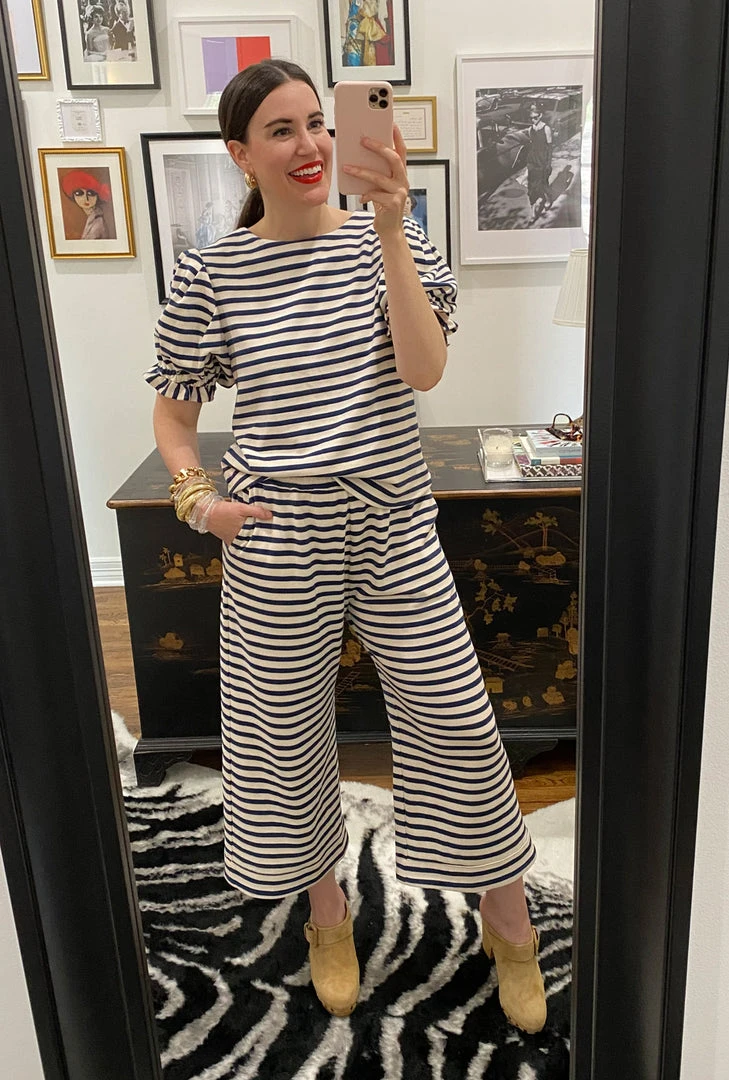 BURU Pink Label Bottoms Wide Leg Cropped Trouser - Black & White Micro Stripe 6 BURU Pink Label Bottoms Wide Leg Cropped Trouser - Black & White Micro Stripe