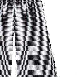 BURU Pink Label Bottoms Wide Leg Cropped Trouser - Black & White Micro Stripe