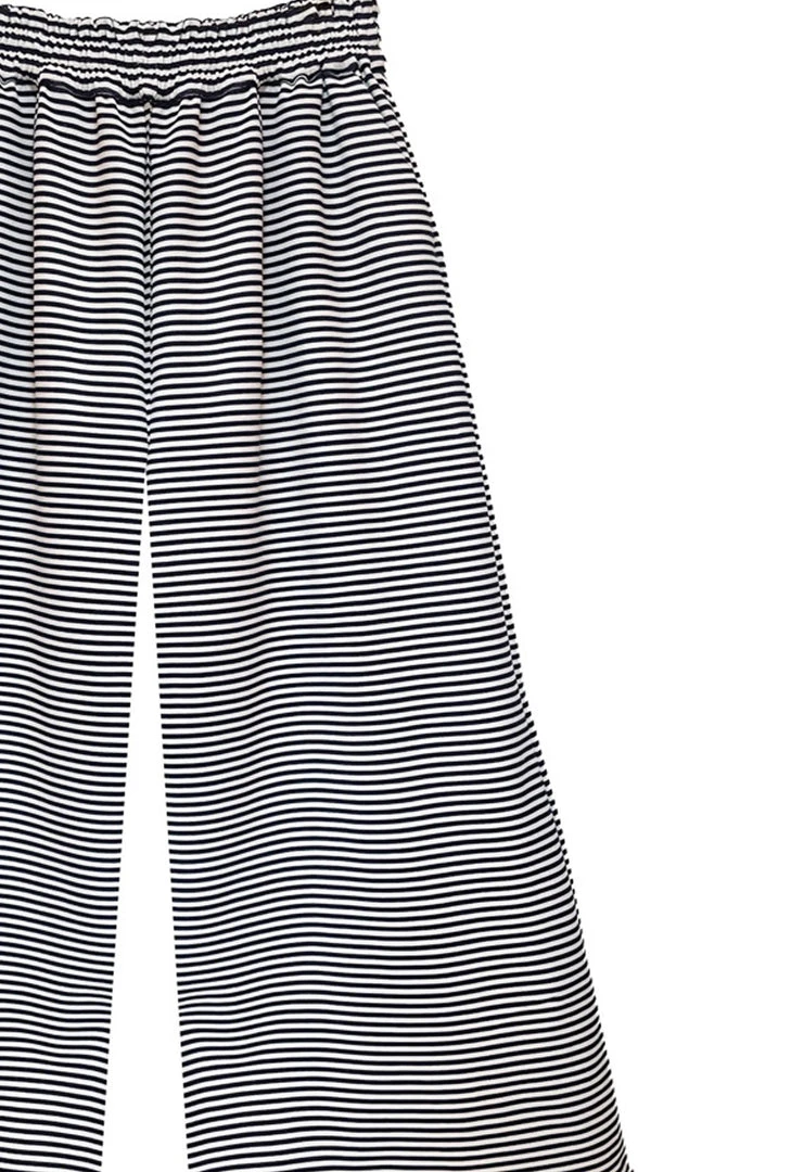 BURU Pink Label Bottoms Wide Leg Cropped Trouser - Black & White Micro Stripe 4 BURU Pink Label Bottoms Wide Leg Cropped Trouser - Black & White Micro Stripe