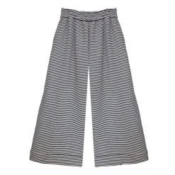 BURU Pink Label Bottoms Wide Leg Cropped Trouser - Black & White Micro Stripe