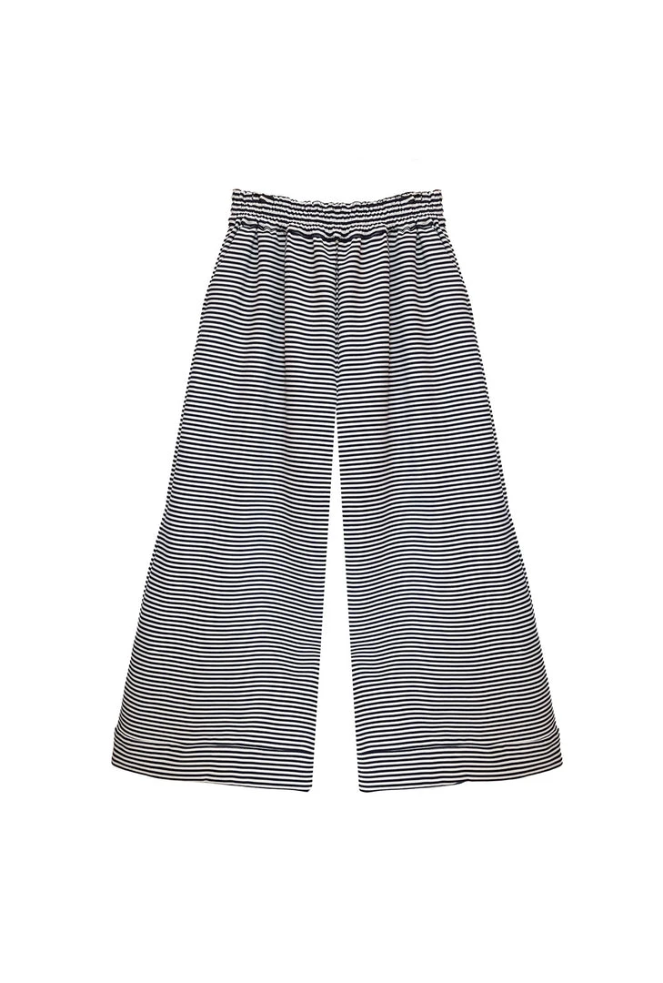 BURU Pink Label Bottoms Wide Leg Cropped Trouser - Black & White Micro Stripe 3 BURU Pink Label Bottoms Wide Leg Cropped Trouser - Black & White Micro Stripe