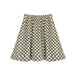 BURU Pink Label Everyday MINI Skirt - Olive & Ivory Check - PRE-SALE