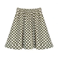 BURU Pink Label Everyday MINI Skirt - Olive & Ivory Check - PRE-SALE