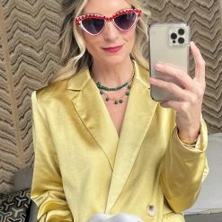 Buru Accessories Rhinestone Cat Eye Shades - White & Red