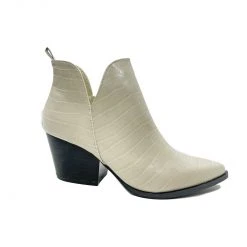 Buru Accessories Classic Ankle Booties- Off White Faux Croc - Final Sale
