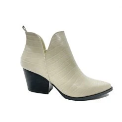 Buru Accessories Classic Ankle Booties- Off White Faux Croc - Final Sale