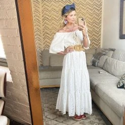 BURU White Label On And Off The Shoulder Dress - White Eyelet Clothing 14 BURU White Label On And Off The Shoulder Dress - White Eyelet Clothing